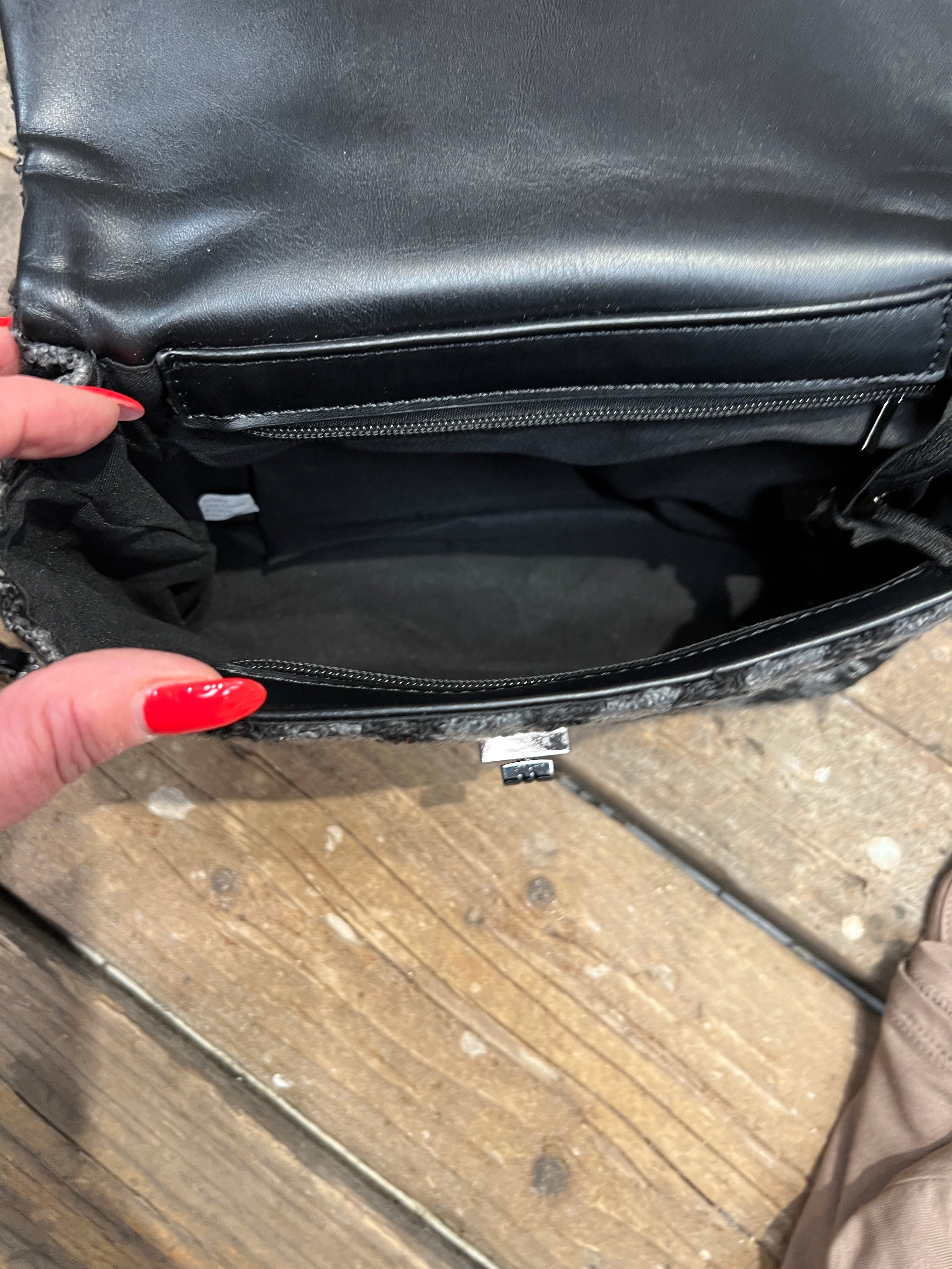 Zoe - Fet rutig väska med kedja - orange